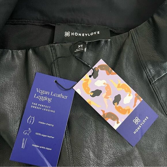 Honeylove Vegan Leather The Perfect Dressy Leggings XS NEW Black - Picture 5 of 9